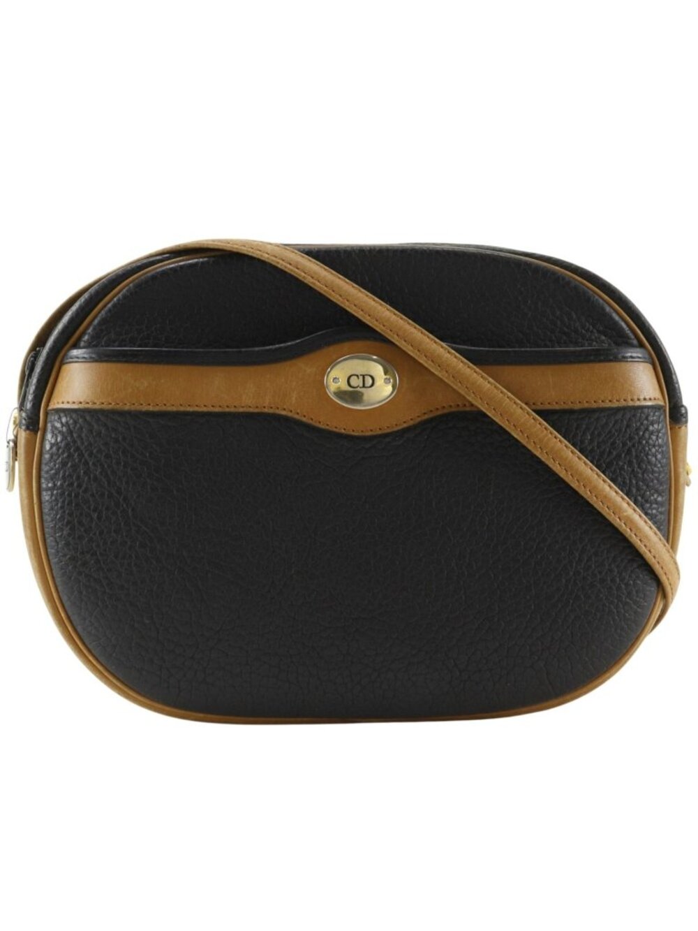 Dior CD Logo Vintage Leather Black Shoulder Bag